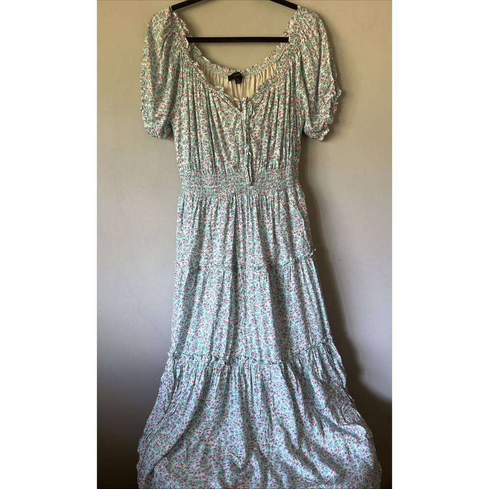 J.Crew  Puff-sleeve midi dress in floral Size 8 smocking Rosebud Floral
